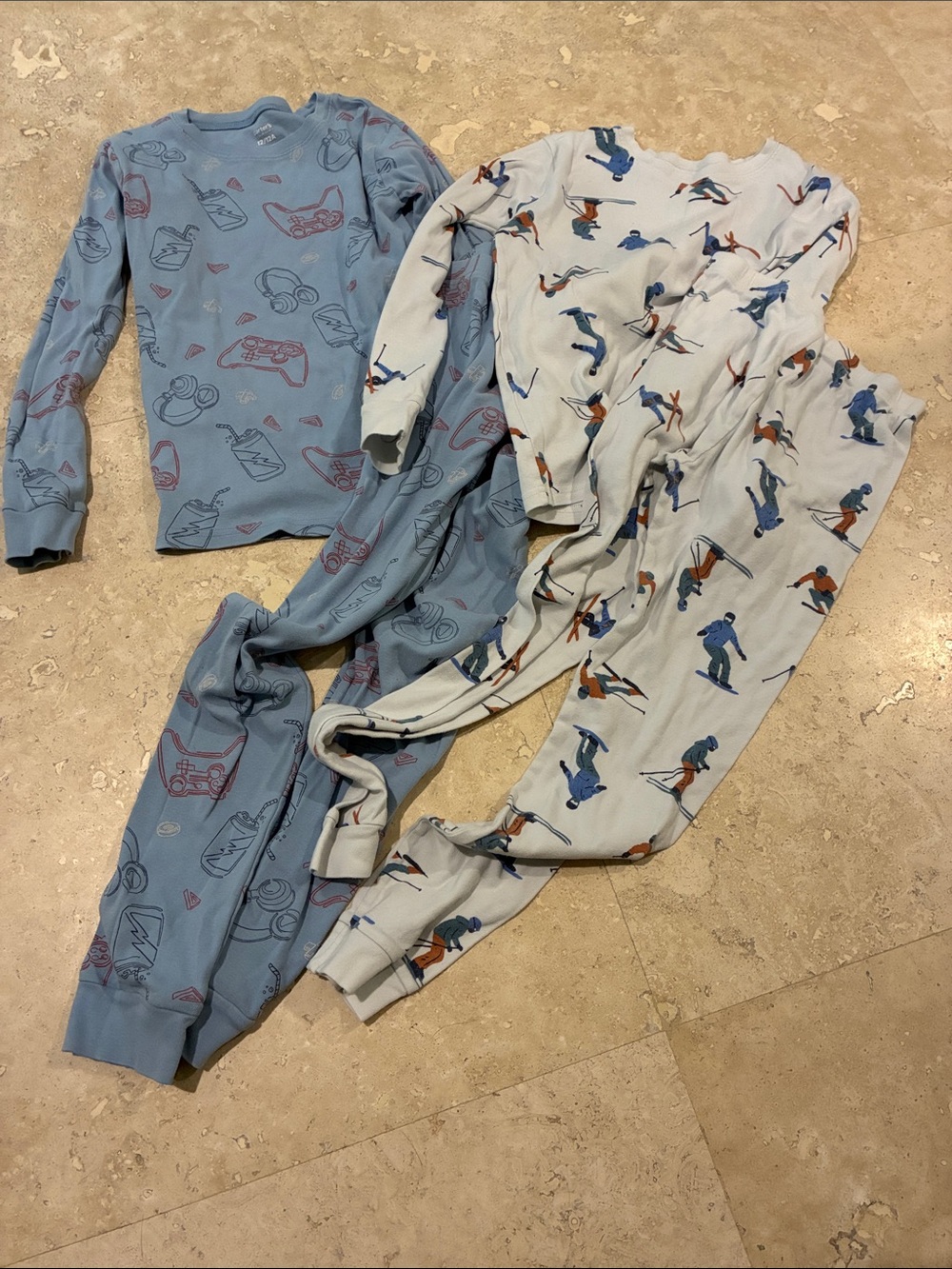 2 Pairs Carter’s Two-Piece Printed Pajama Sets size 12
